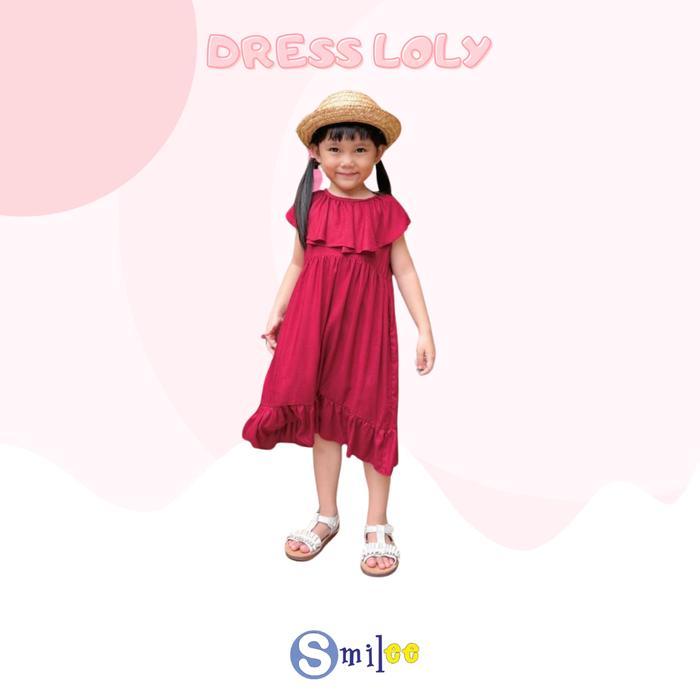 Smile Loly Maroon - Dress Anak 1-5Tahun Bahan Katun Rayon Nyaman untuk Perempuan Cewek Bayi