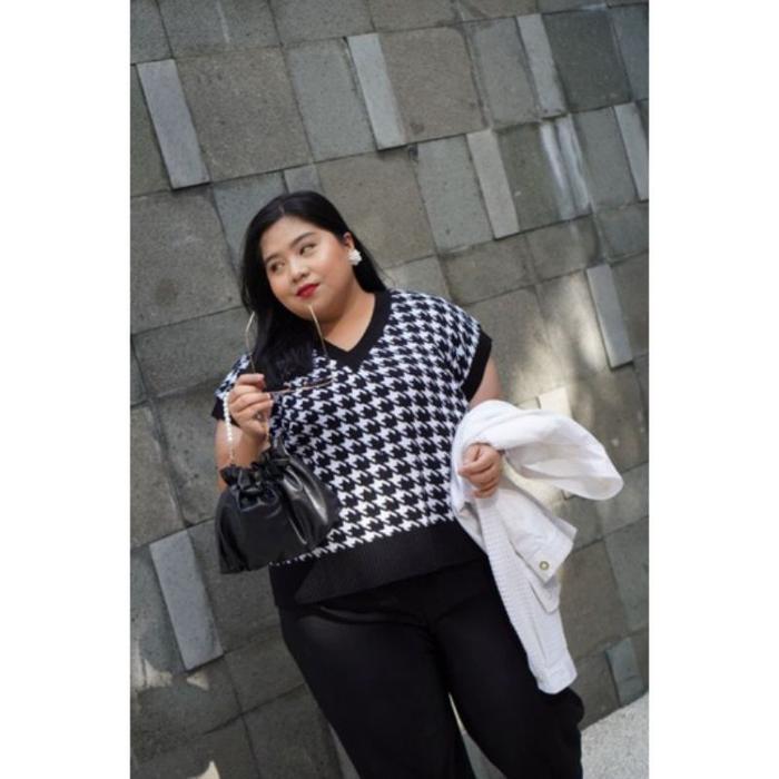 JUMBO Jennie Vest rajut Houndstooth LD 140