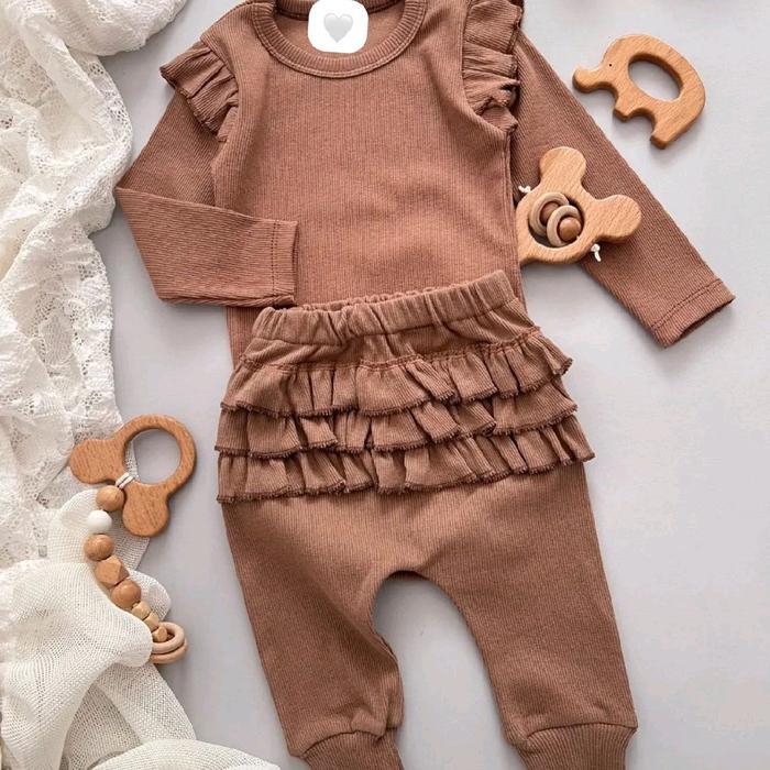 Set Gempita Ruffle Knit Oneset pakaian anak Fashion
