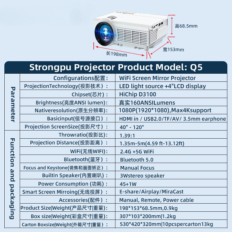 Auking mini projector 1080P full HD proyector 4k LCD home theater projector short throw projector 4k