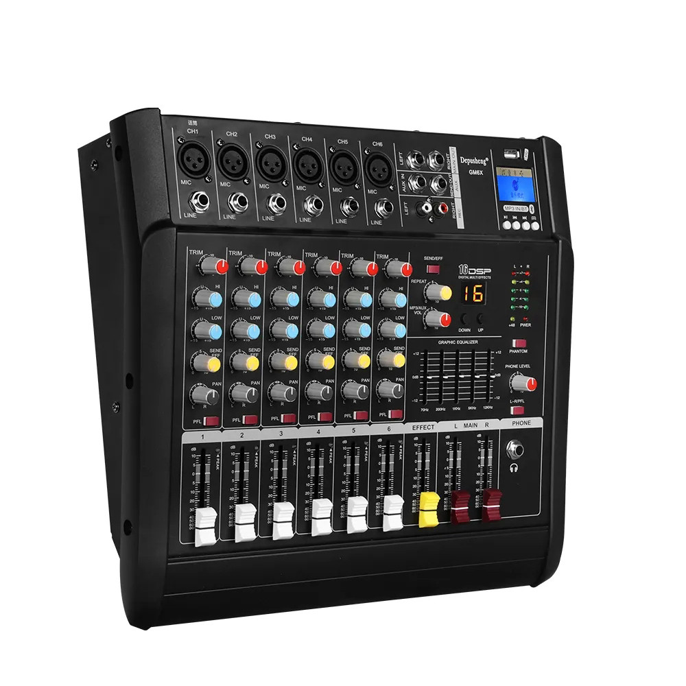 GM6X Professional 450W*2 Digital 6 Channel Audio Power Amplifier USB Powered Audio Mixer