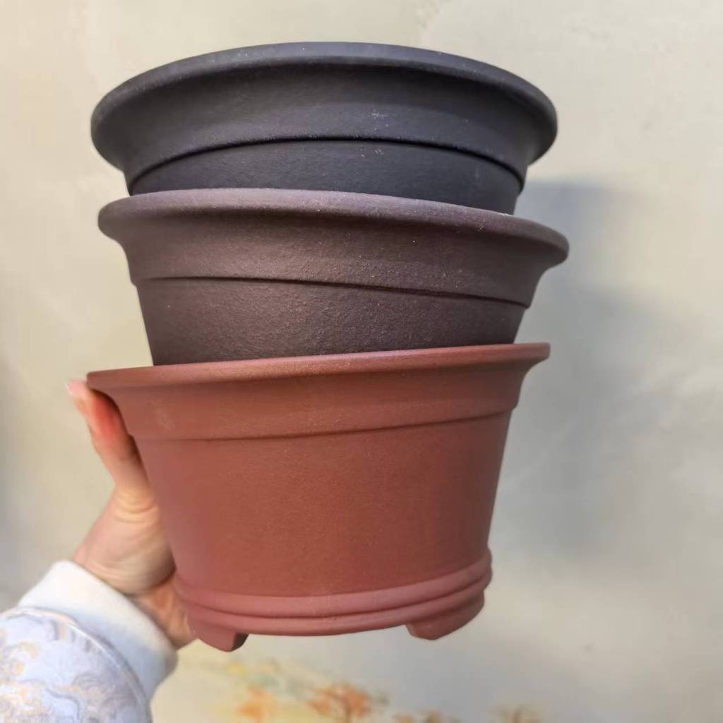 Yixing Unglazed Round Bonsai Pot