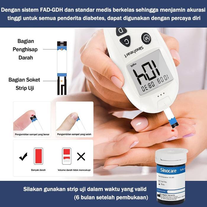 SINOCARE ALAT TES GULA DARAH SAFE ACCU INSTANT BGM 200 MEMORI HCT 30-60%