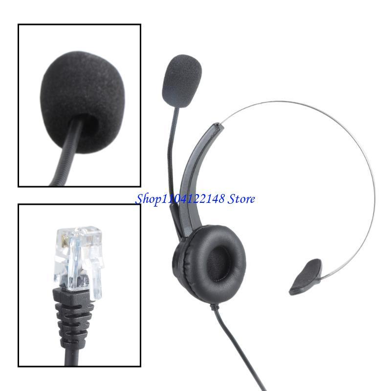 Baru P9FA 4-Pin RJ11 Monaural Corded Operator Call Center Telephone Headset Headphone BK