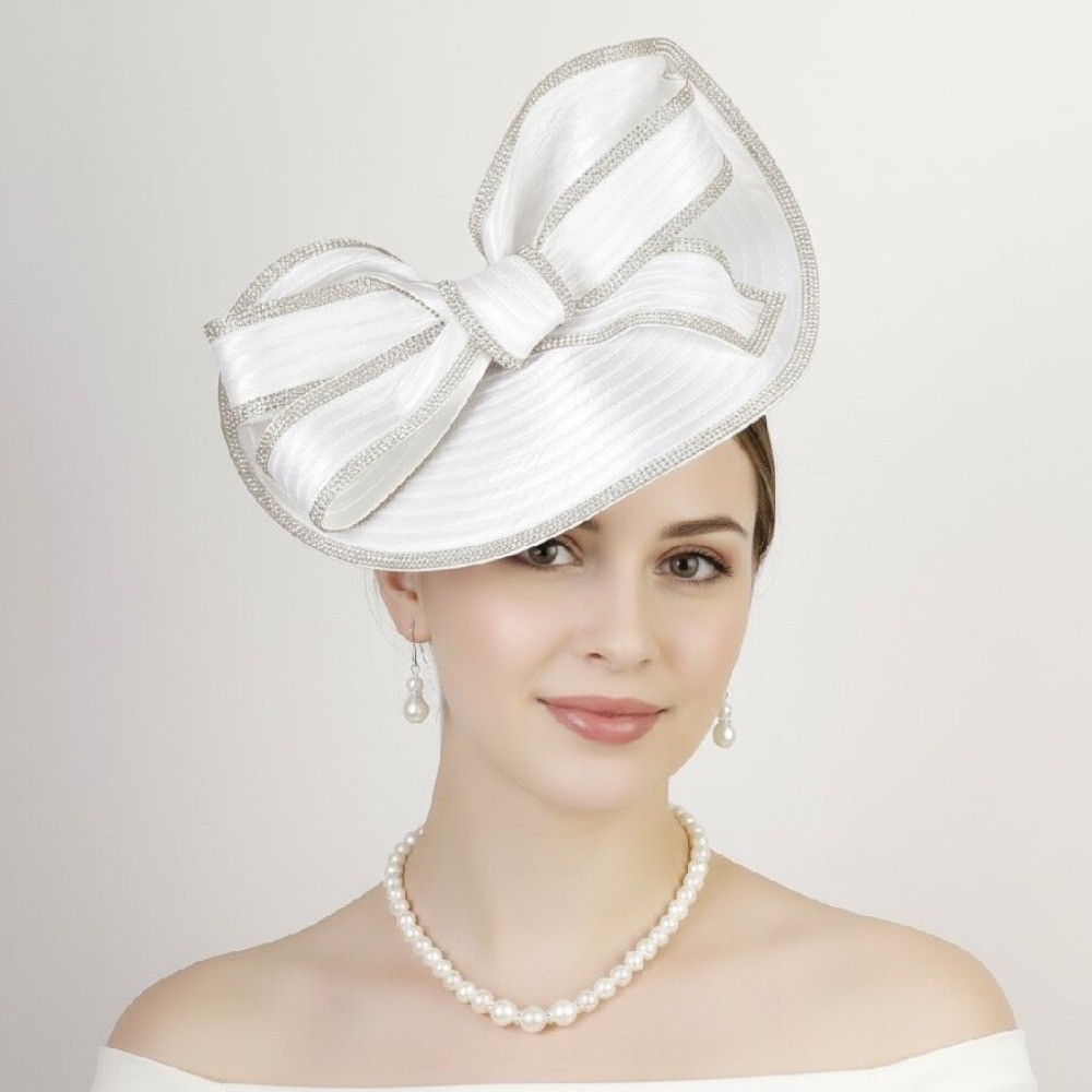 Retro Exquisite Vintage Fascinator Hat Elegant Sweet Bride Headdress Bowknot Hair Band Formal Hat
