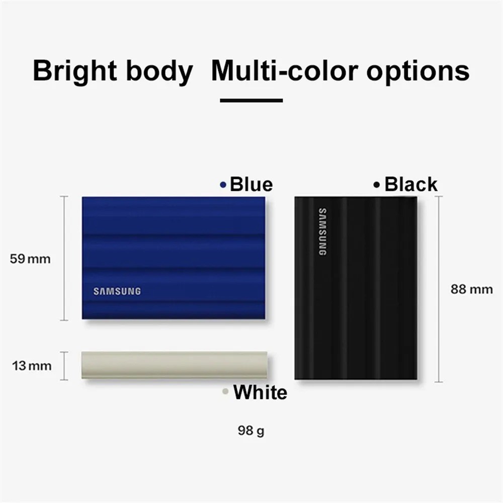 SAMSUNG T7 Sheild Portable SSD 1TB 2TB 4TB Waterproof External Hard Disk USB 3.2 Gen2 PCle NVMe SSD