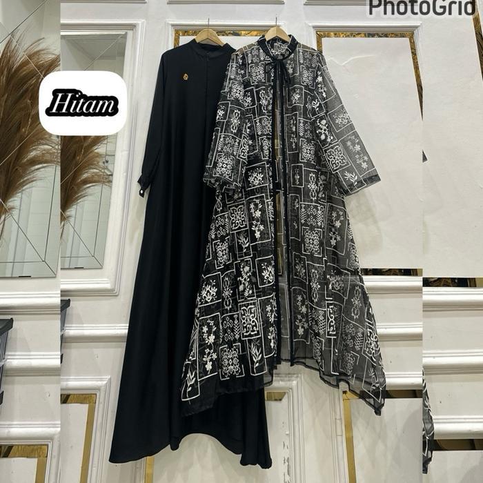 ser Queenasyari - Maharani Rompi set Cardi Gamis Muslim Wanita Jumbo Dress Bahan Silk Anti UV Halus