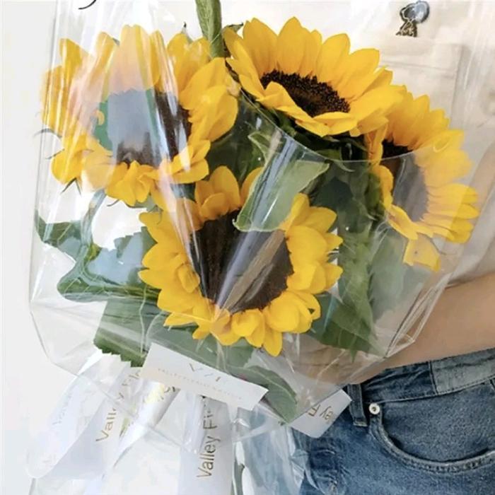 (10 lembar) Plastik Parcel POLOS LEMBARAN bening transparan packing pembungkus buket kado BUKAN