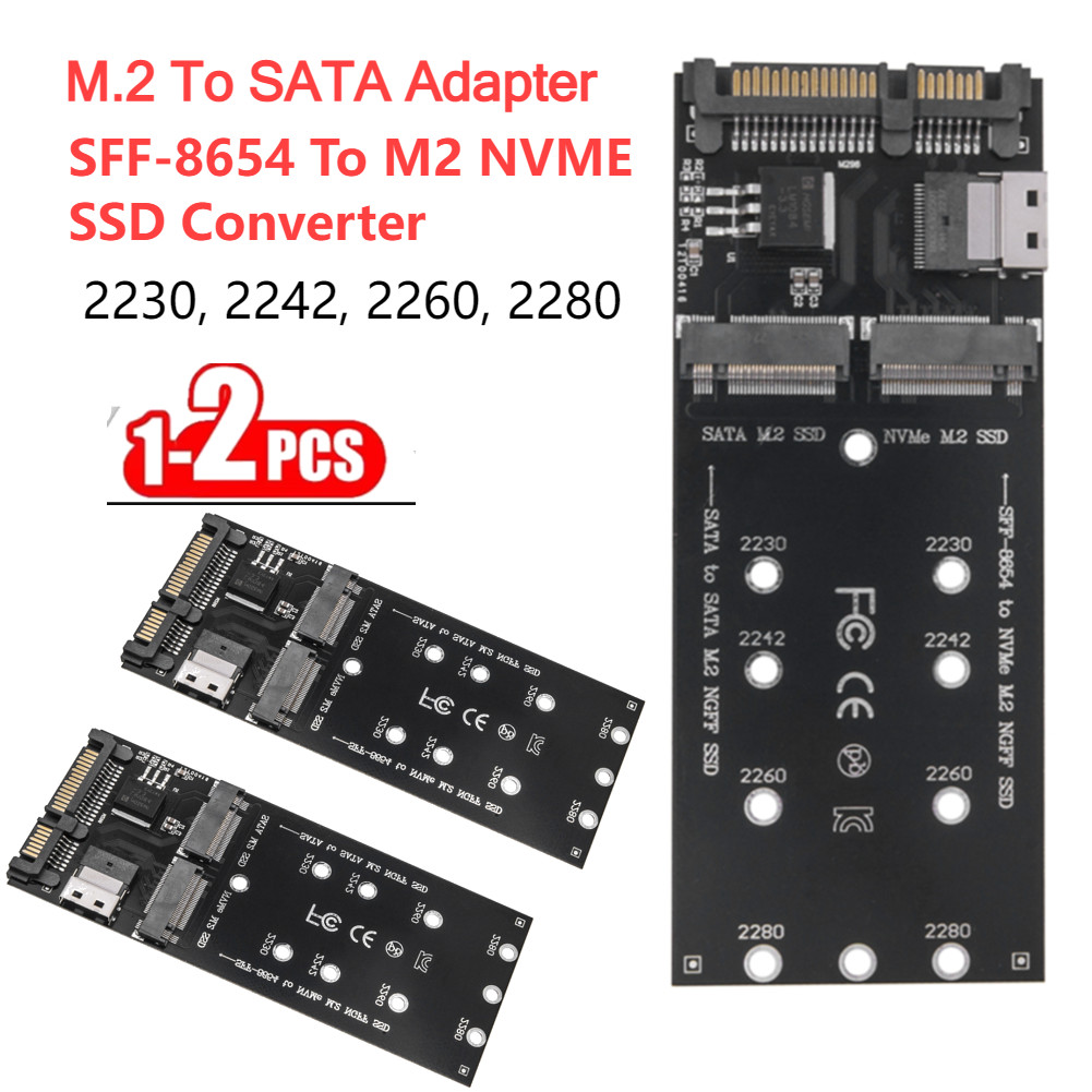 NVME M2 SSD Adapter SFF-8654 To M2 NVME SSD Converter 22Pin SATA To M2 Converter for Mainboard for