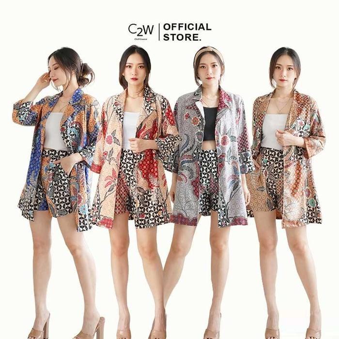 C2W Clothtowear Set Batik Wanita All Size Satin Women's Clothes 996-SKR