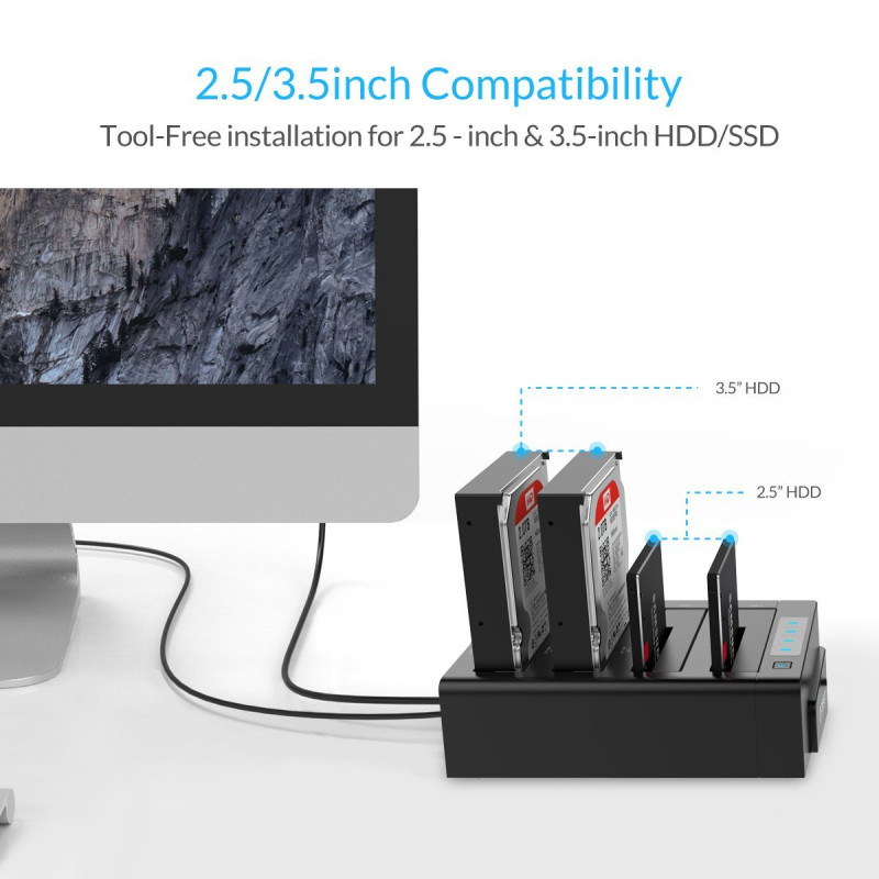 ORICO HDD Docking 4 Bay Hard Drive Docking Station with Offline Clone SATA to USB 3.0 HDD Docking