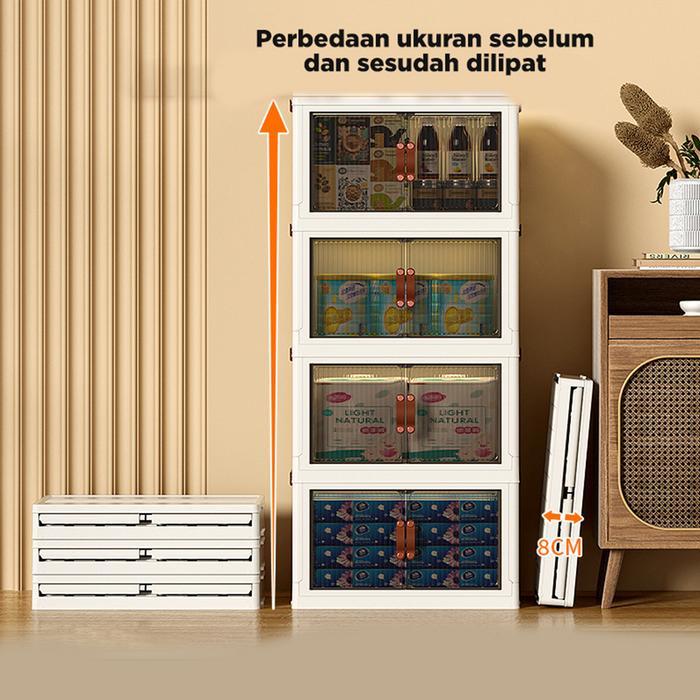 Container Box Lipat Lemari Susun Plastik Serbaguna Lemari Pakaian Lipat Box Baju Susun Storage