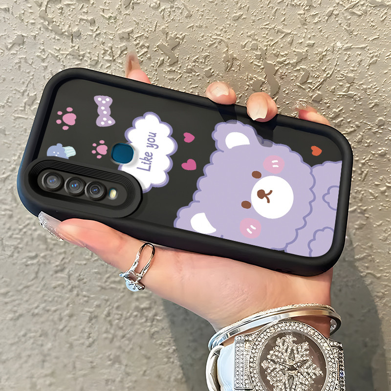 Casing Hp VIVO Y17 Y15 Y12 Y12i Y3 Y3s 2020 Case soft little bear Purple Kasing silikon Cesing murah