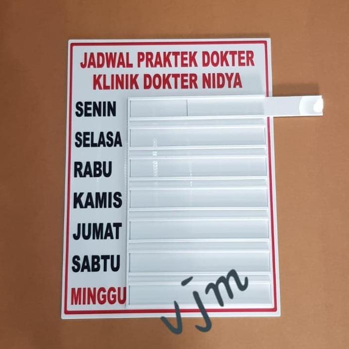TERLARIS Acrylic Papan Jadwal Praktek Dokter BISA GOSEND