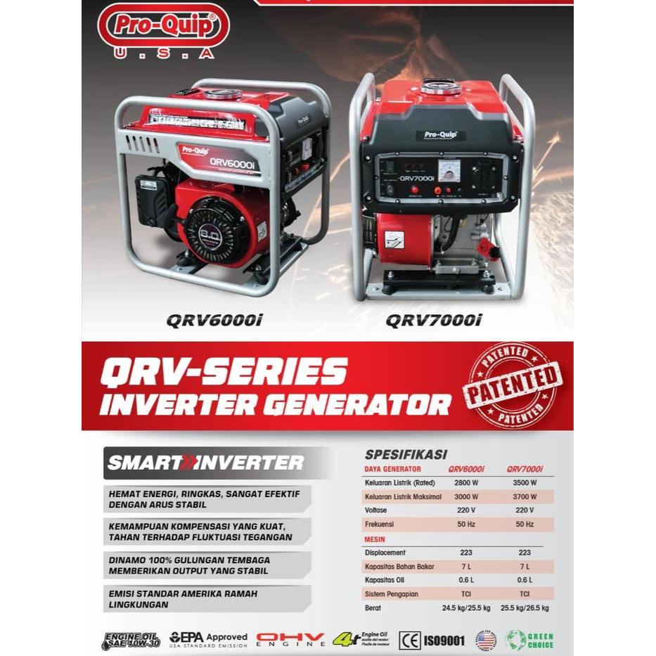 PROQUIP QRV6000i Mesin Genset Listrik / Genset Bensin / Gasoline Generator Genset 3000Watt