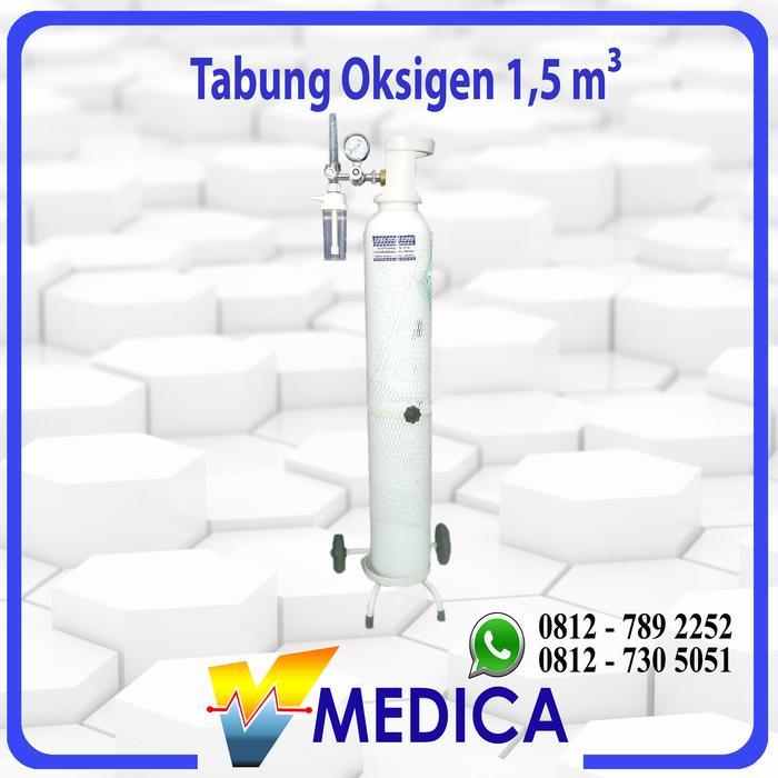 (Reguler) Tabung Oksigen Kesehatan 1,5m3 Lengkap (Tabung+isi, Troli, Regulator)