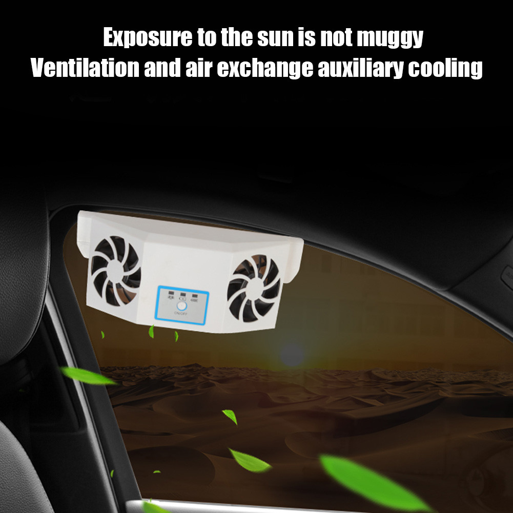 Car Cooling Fan Solar Charging Auto Ventilation Fan 2.4V Auto Cooling Fan 2 Heads Radiator Ventilati