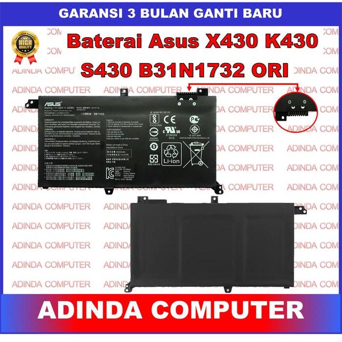Baterai Asus Vivobook S14 X430 S430 X430UN S430FN S430UF X430UN X430FN S430FA S430UA B31N1732