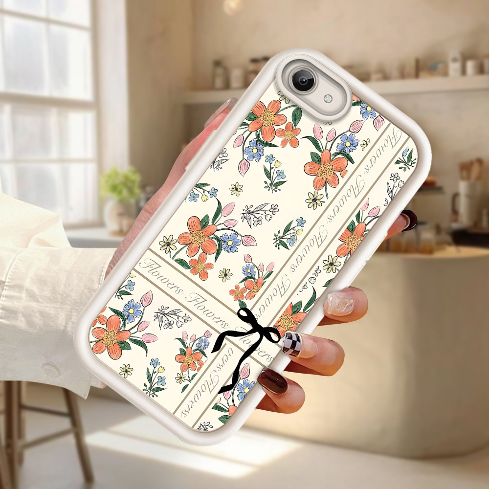Softcase Phone Case For VIVO Y66 Y65 Fashion Soft Imut Bunga Pita lembut Motif Casing Ponsel Untuk K