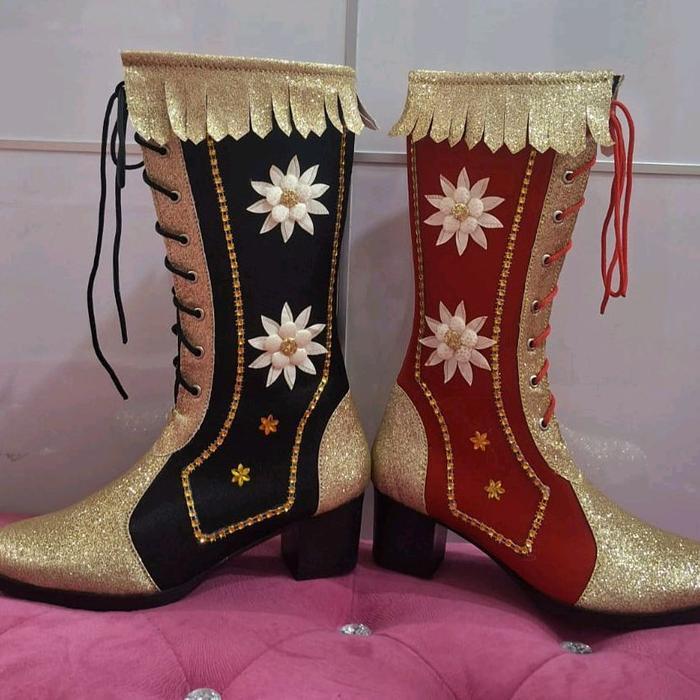 Sepatu Mayoret Hitam Gold/Sepatu Mayoret Merah Gold/Sepatu Mayoret Drumband/Sepatu Mayoret Atau Gita