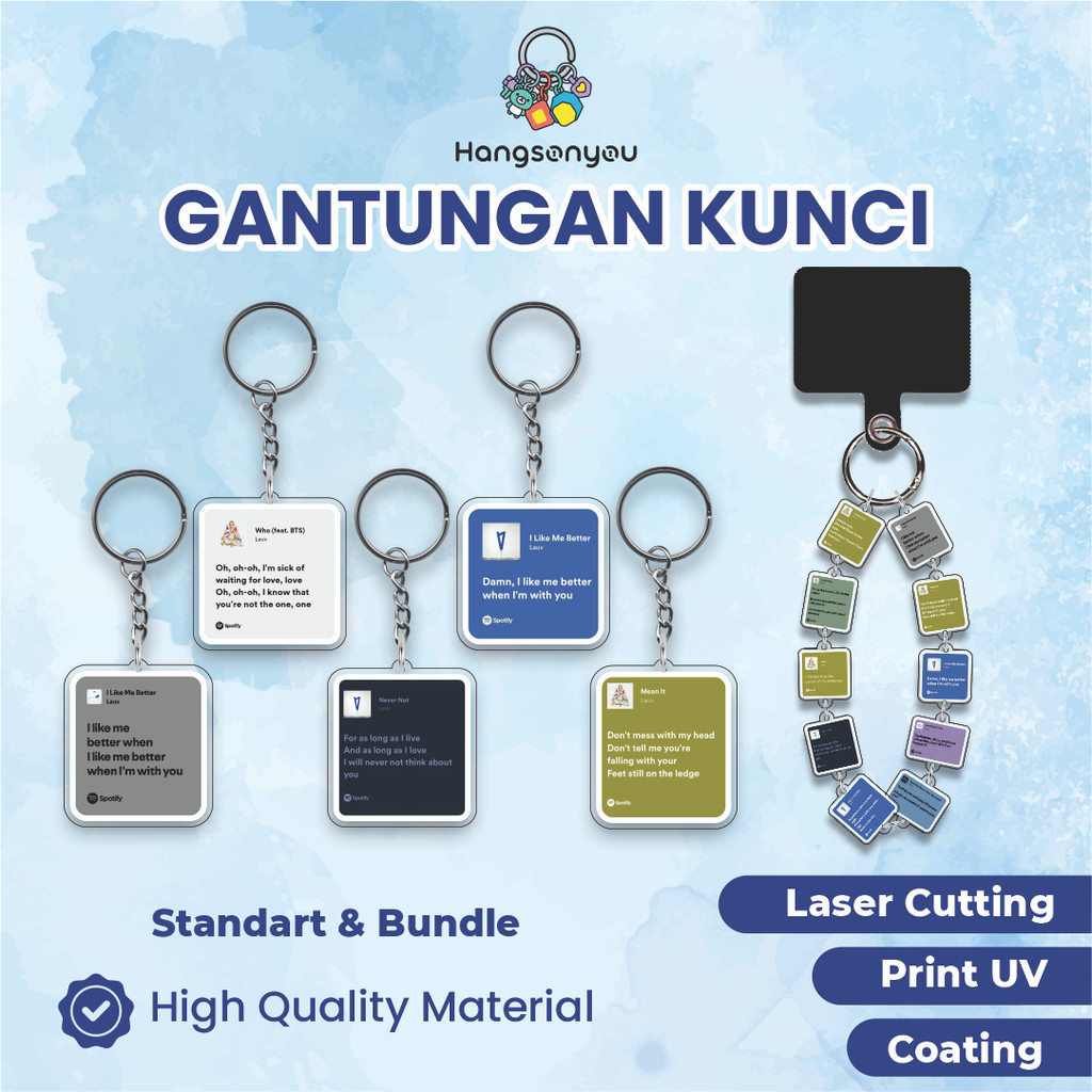 Keychain Lauv Lirik Lagu Spotify Gantungan Kunci Akrilik Print UV 2 Sisi