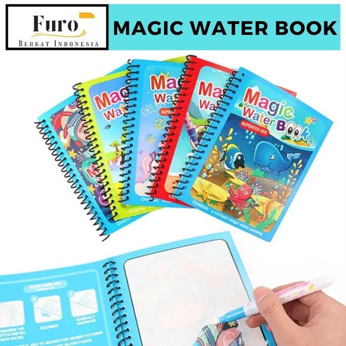 Magic Water book Buku Mewarnai Ajaib Dengan Spidol Cair/ Buku Gambar Anak Mewarnai