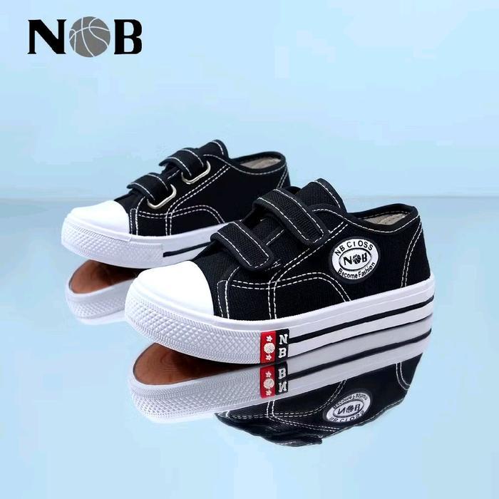 Sepatu Sekolah Anak TK/SD Sepatu N bola B (NB) Sepatu Sekolah Bahan Kanvas Model Velcro Simpel