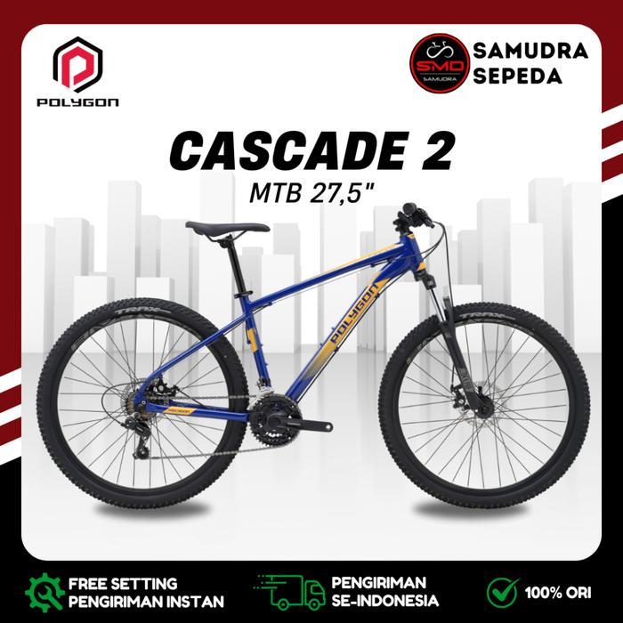 Sepeda Gunung MTB 27.5 Polygon Cascade 2 / Cascade 3 Alloy Shimano 8sp Murah BDG - Blue Orange, INST