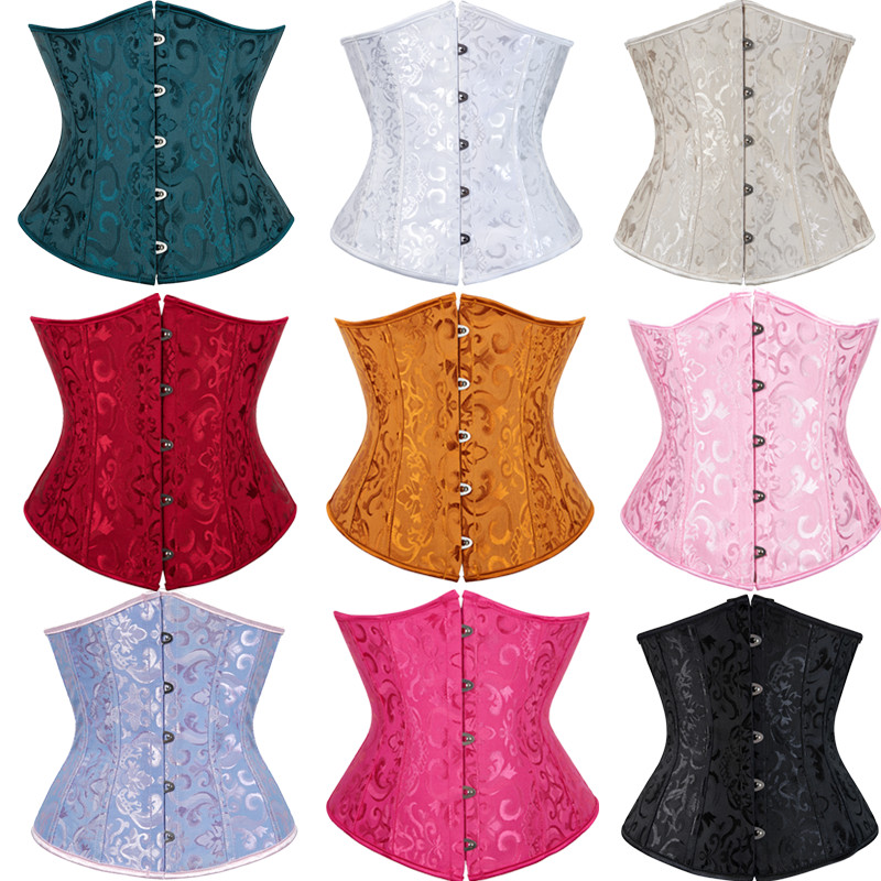 Underbust Corset Belt Plus Size Gothic Corset Lace Up Jacquard Corset Top Vintage Waist Corset for