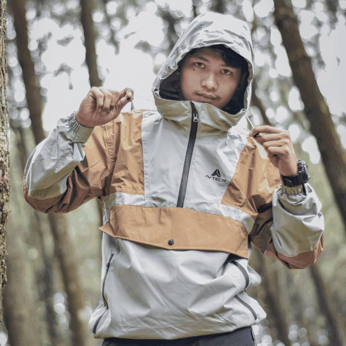 Promo- Avtech - Jaket Windbreaker Waterproof Outdoor Gunung Camping Motor Harian Hujan - Anorak