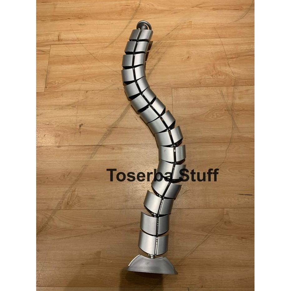 SNAKE CABLE BELALAI GAJAH JALUR KABEL DUCT SPIRAL MEJA KERJA KANTOR Hitam Silver Putih