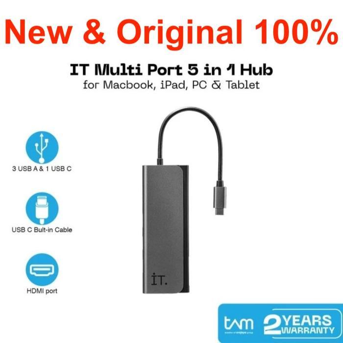 iT Multi Port 5 in 1 Original Hub with USB C Cable Windows Macbook iPad PC Tablet