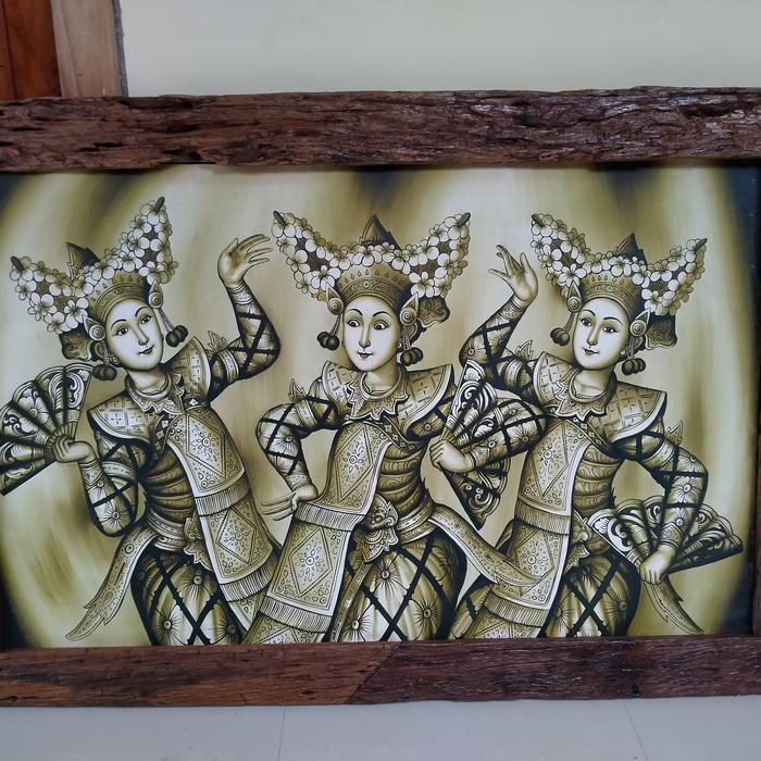 Lukisan Dinding Pigura Jati Frame Kayu Lukisan Bali