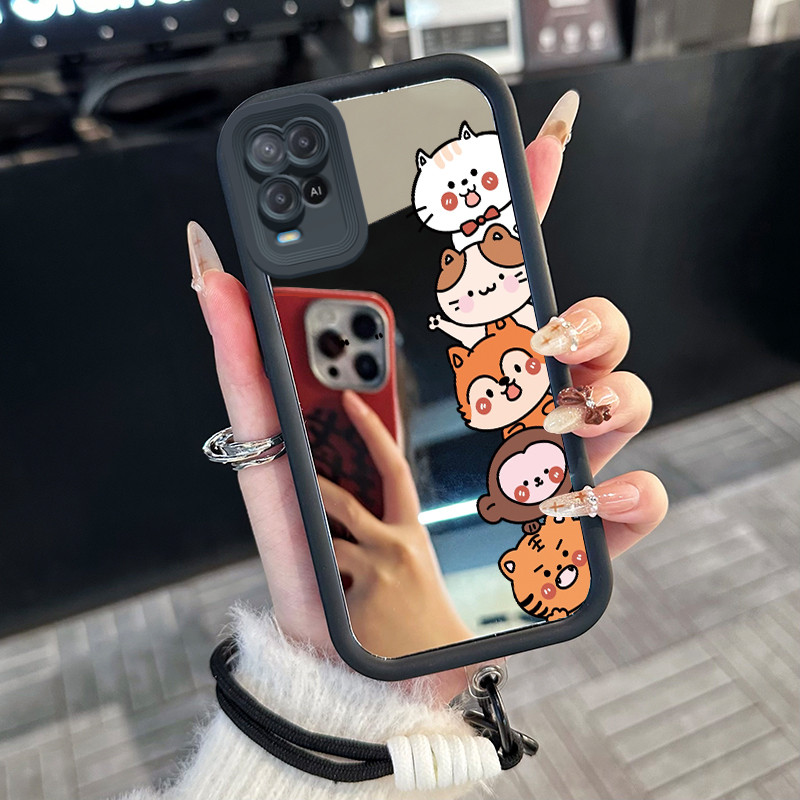 Casing Hp untuk OPPO A54 Case Casing hewan lucu pola Silikon Softcase Kasing HP tali gantung Cesing 