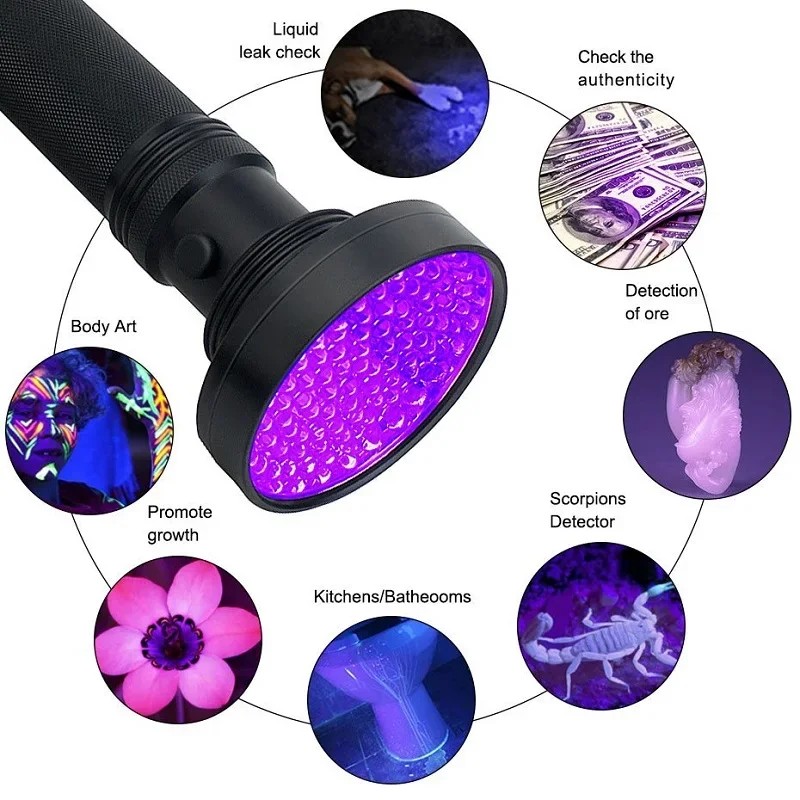 UV Flashlight 100/128 LED UV Light 395nm UV Flashlights Ultraviolet Torch Black Light Detector for