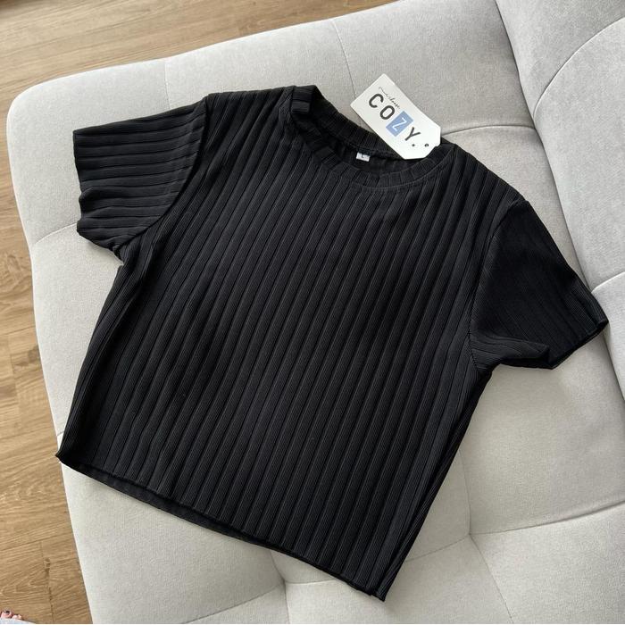 SIVALI Sierra Top - Basic Crop Top Bahan Premium Knit Tebal Baju Rajut Atasan Lengan Pendek Wanita