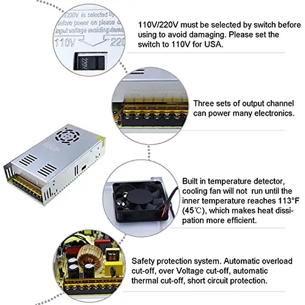 DC 5V 12V 24V 36V 48V Switching Power Supply 220V to 5 12 24 36 48 2A 3A 4A 5A 10A 15A 20A 30A 40A