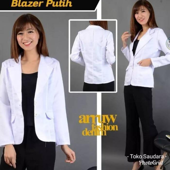 Blazer Formal Wanita Panjang Khusus Putih Kerja Basic