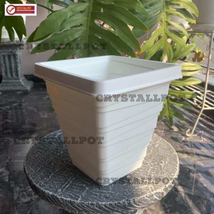 Argotech_ Pot Bunga Tanaman Kotak Tinggi Kenanga 181 Putih 18Cm - Kenanga 181