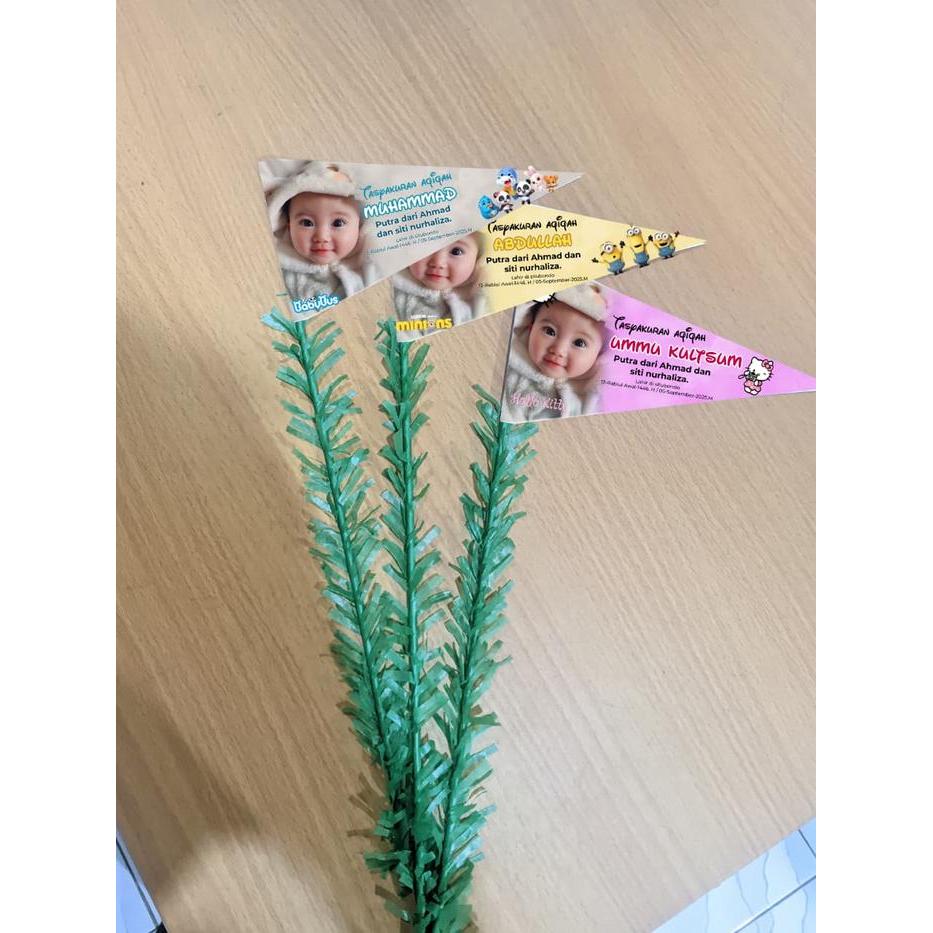 Tusuk Bendera Aqiqah Anak & Ulang Tahun 40cm Isi 10 Pcs