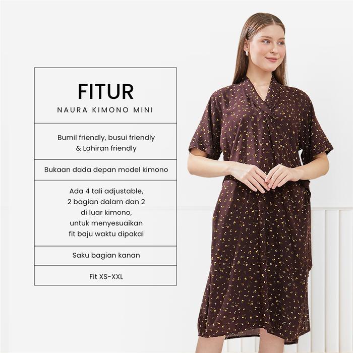 Dyd Label Naura Kimono Mini Daster Busui & Lahiran Friendly Bahan Rayon Premium Size Jumbo Dress Ibu