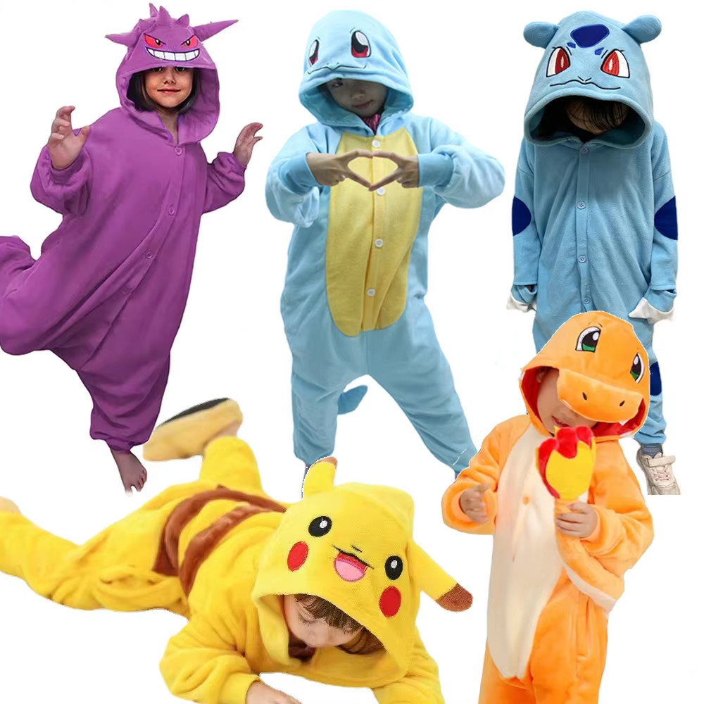 TAKARA TOMY Squirtle Gengar Onesie Kigurumi Kids Bulbasaur Snorlax Cosplay Costume Halloween