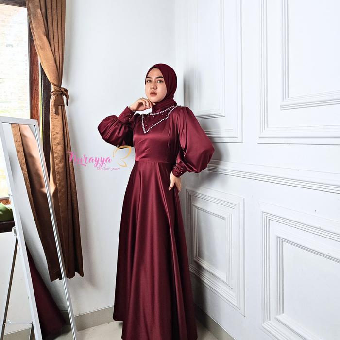 [] zahra dress - Gaun pesta muslimah - kondangan - lebaran - satin - dress satin