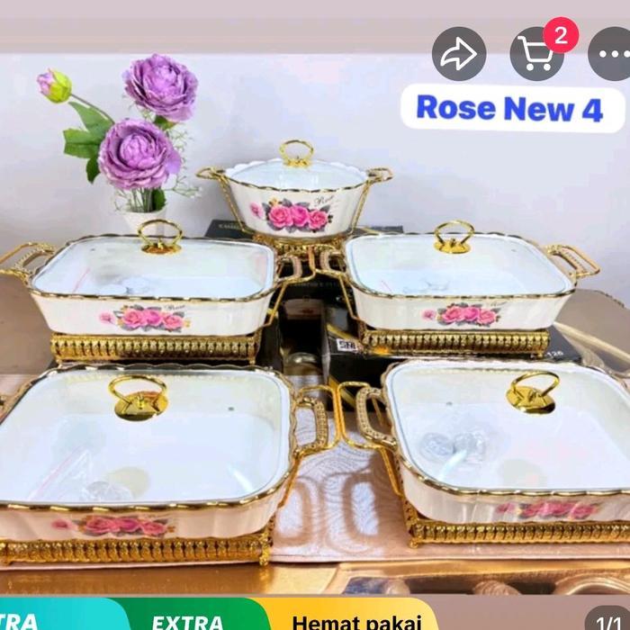 Prasmanan Keramik Paket Isi 5 PC Ukuran Besar Motif Bunga Rose New 4 Hemat Pakai
