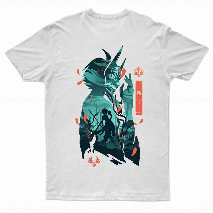 Kaos Oversize Xiao Mask Anime Gaming Genshin Impact Premium  Unisex