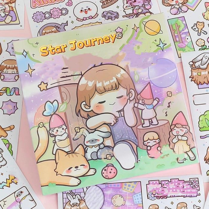 Stiker Box Aesthetic Lucu Buat DIY Dekor Buku Jurnal 1 Box 10 Lembar