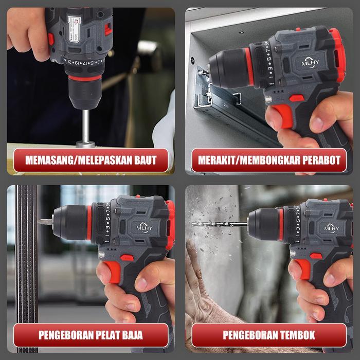 MLHY 102 PCS toolkit bor listrik Satu Set Alat Perkakas Bor Listrik Cordless Tang Obeng Palu Kunci