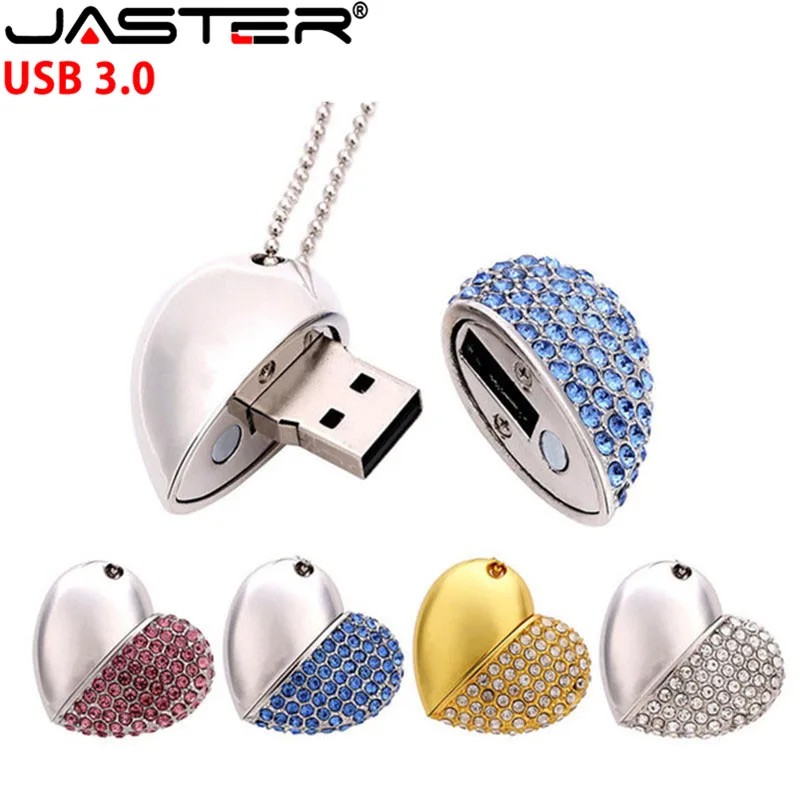 High Speed Metal Necklace USB 3.0 Flash Drive 4G 8G 16GB 32GB 64GB 128GB Heart Pen Drives Gifts