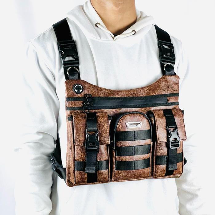 Eiger - 2 Fungsi Tas Dada & Tas Selempang Kulit Pu Amstar Best Quality Tas Pria Tas Kulit