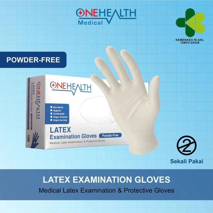 Onehealth Sarung Tangan Latex Powder Free Akd Handscoon Size S M L Sarung Tangan Non-Steril